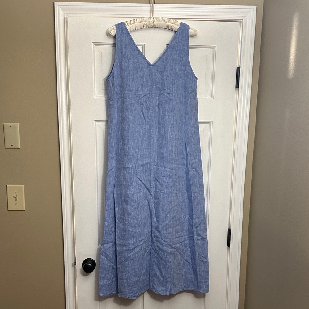 Talbots Light Blue V-Neck Midi Dress - Picture 2 of 2
